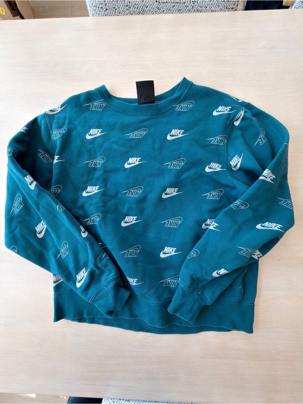 Nike Teal Logo All-Over Crewneck Sweatshirt - Small